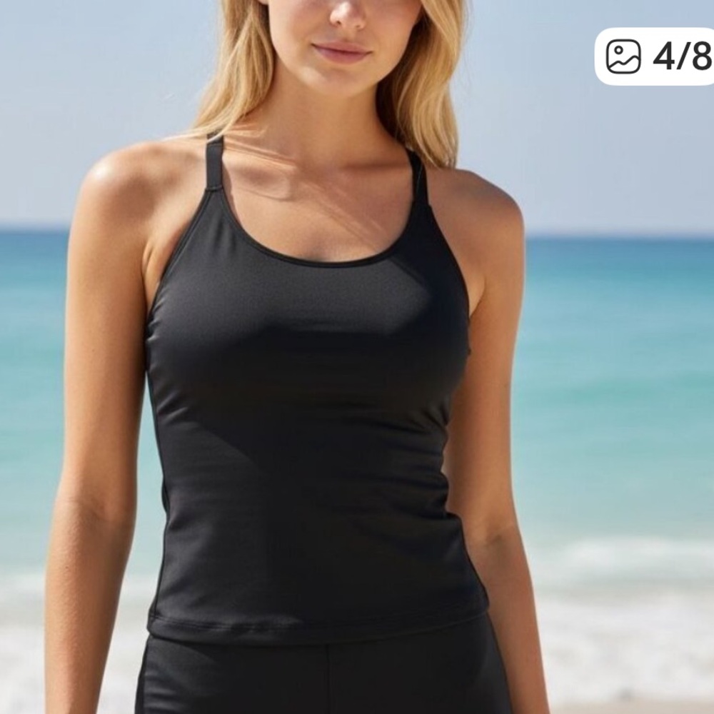 Athleta Black Tankini Swim Top